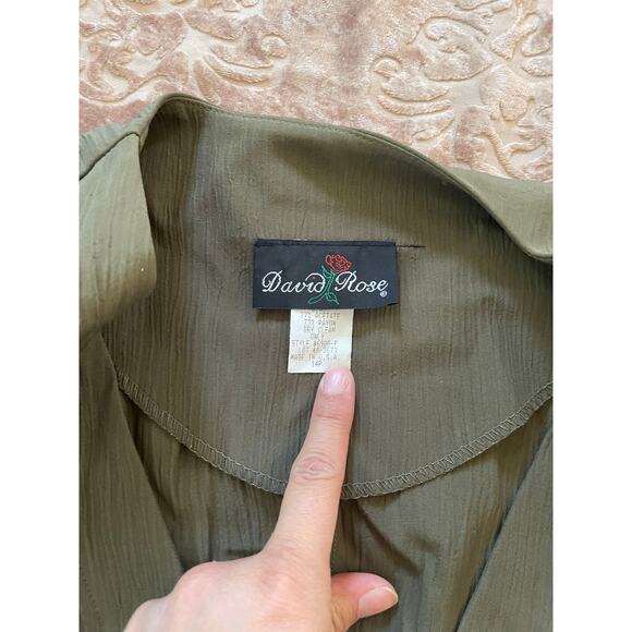 Vintage 80s/90s olive green 2 piece‎ set with midi dress size large - Picture 11 of 11